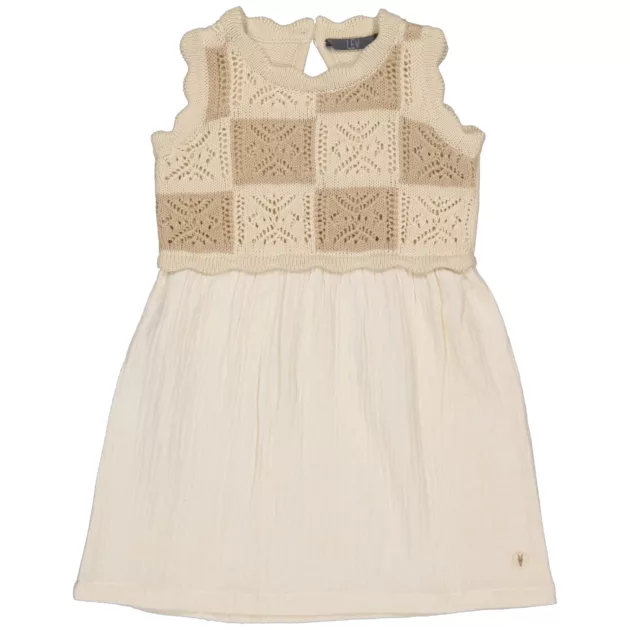 Robe de coton crochet écru et taupe
