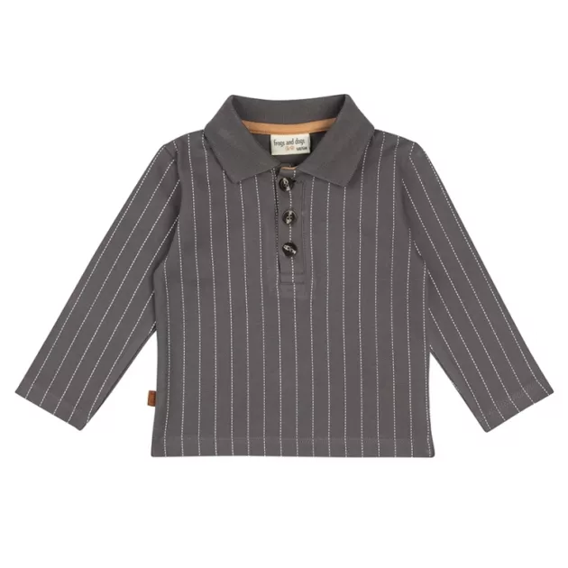 sweat polo rayé gris bébé garçon