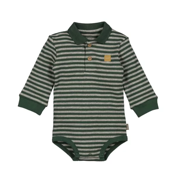 Body polo rayé vert bébé garçon